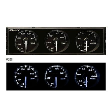 Defi（デフィ） DF14401 DIN-Gauge 3連メーター 温度計2個、圧力計1個