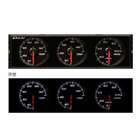 Defi デフィ DF14403 DIN-Gauge 3連メーター 温度計2個、圧力計1個 