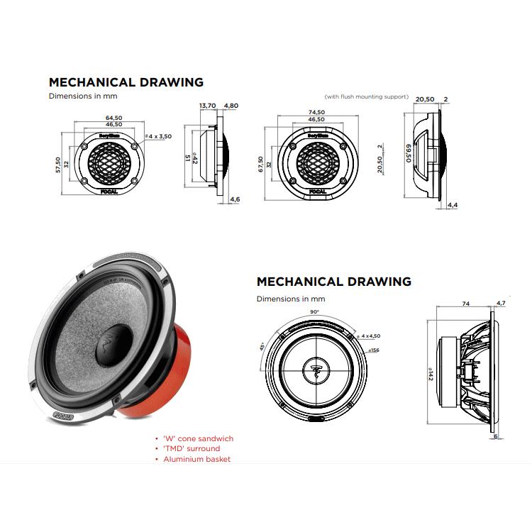 正規品 FOCAL フォーカル 165W-XP 2WAYコンポーネント 165mm 1セット 