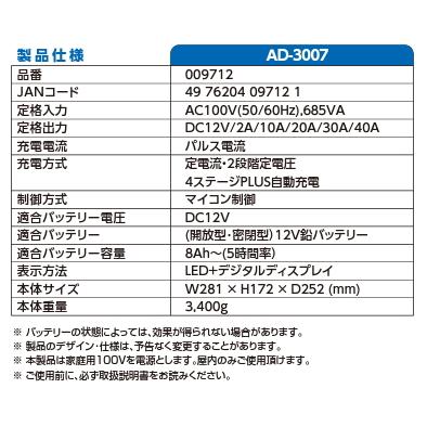 在庫有 ACデルコ AD-3007 12V全自動バッテリーチャージャー（バッテリー充電器）全自動パルス充電 普通車,小型トラック,バン,二輪車,ジェットスキー等 ACDelco｜car-parts-shop-mm｜07