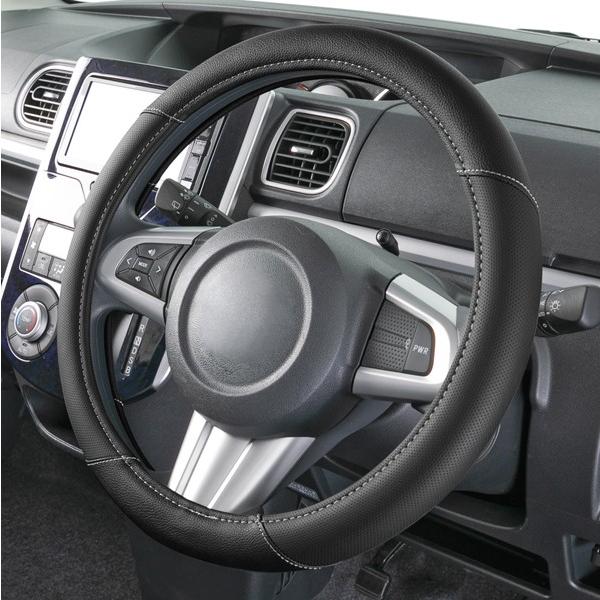 ハンドルカバー ボンフォーム ツインレザー 高級感抜群 艶消しレザー ディンプルレザーコンビ Sサイズ 軽自動車 普通車 等 ブラックレザー グレーステッチ 6747 01 Bk カープロ Yahoo 店 通販 Yahoo ショッピング