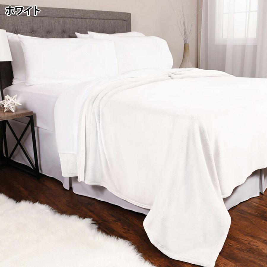 KIRKLAND ブランケット 毛布 大判 PLUSH BLANKET 233cm×248cm クイーンサイズ ホワイト アトモスフィア ブルーヘザード カークランドシグネチャー