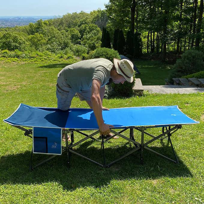 大型折りたたみ式キャンプ用コット 簡易ベッド テント クロ
