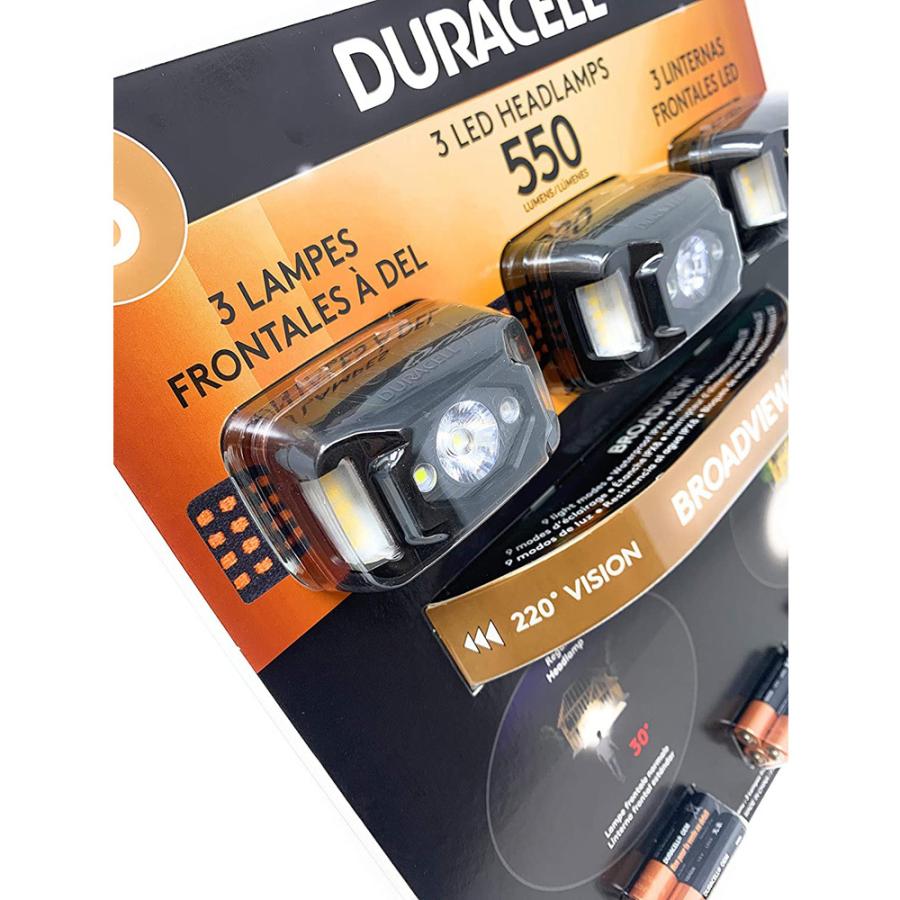 デュラセル 550ルーメン LED ヘッドランプ 3個 3パック ヘッドライト 9モード コストコ DURACELL COSTCO 男性