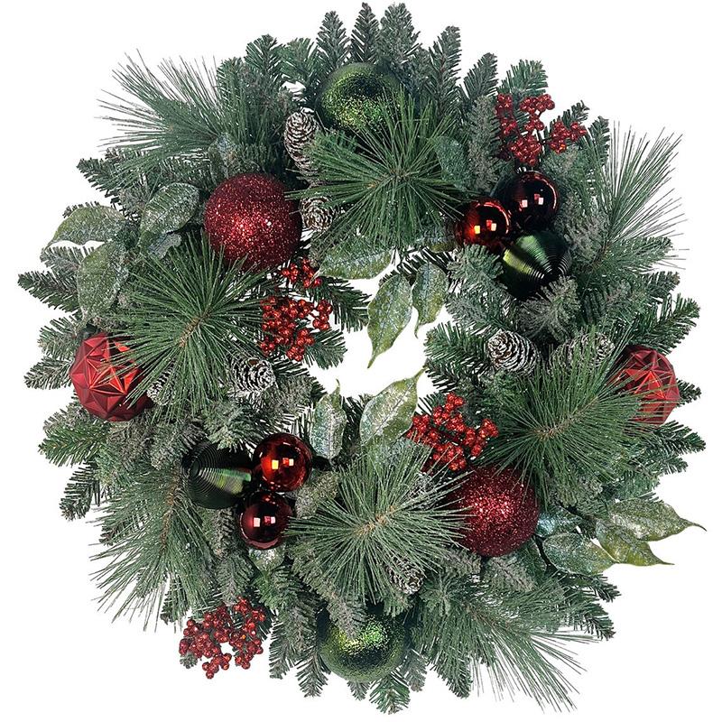 61cm クリスマス リース 1739949 レッド ゴールド グリーン 赤 緑 雪
