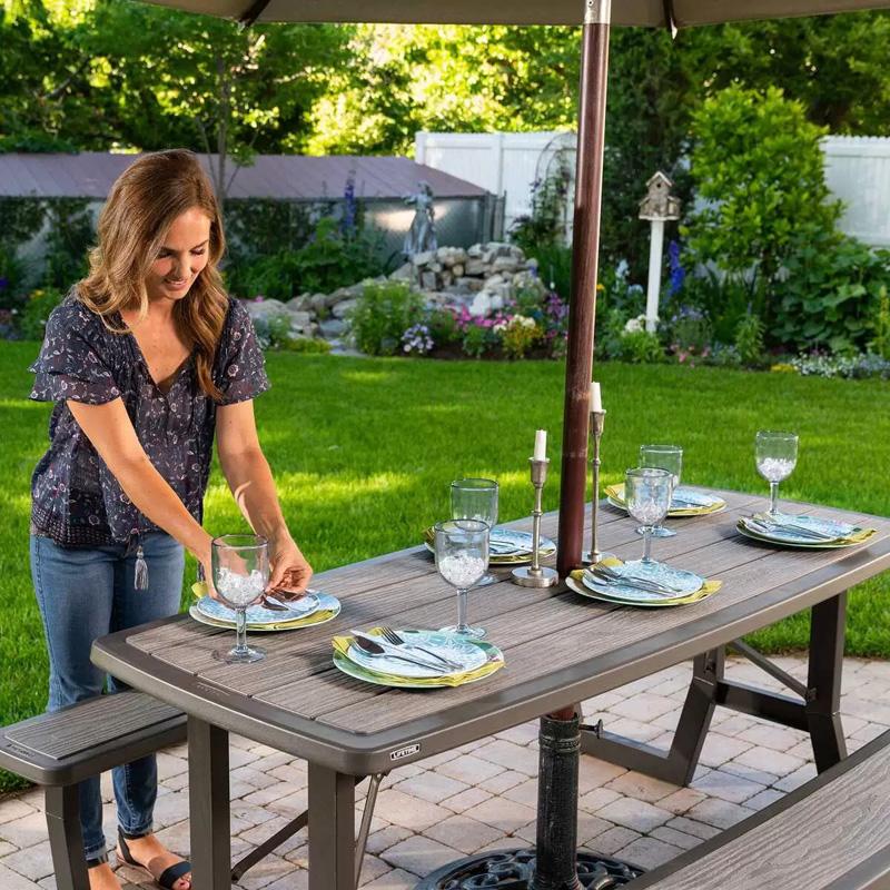 ライフタイム ピクニックテーブル コストコ 木調 ウッド 1902245