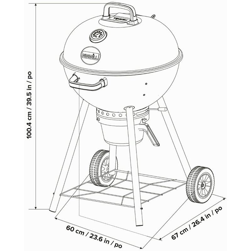 Nexgrill 57cm チャコール ケトル BBQ グリル 1934200 温度計 蓋 調理