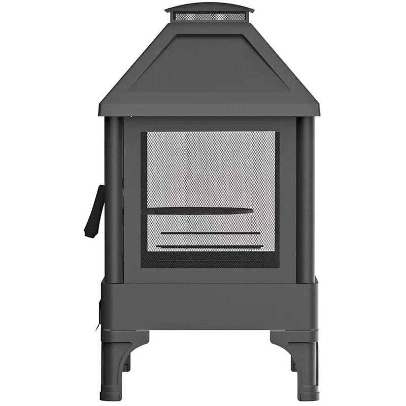 屋外暖炉 ファイヤーピット 調理用 グリル網付き 焚火台 長方形