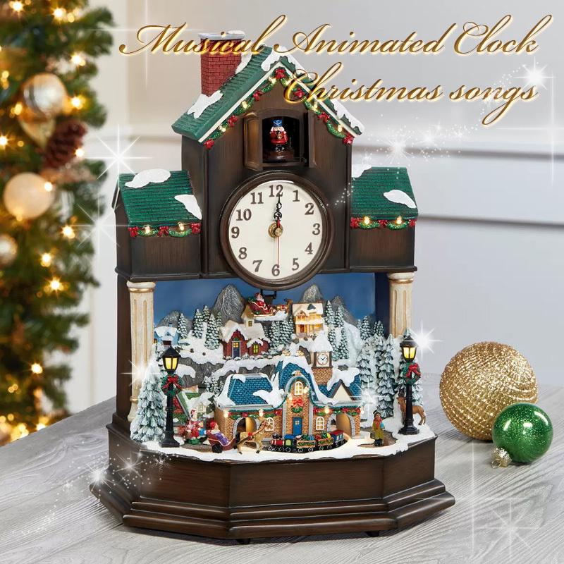 コストコ アニメイテッド クロック 置時計 北欧 クリスマスソング収録