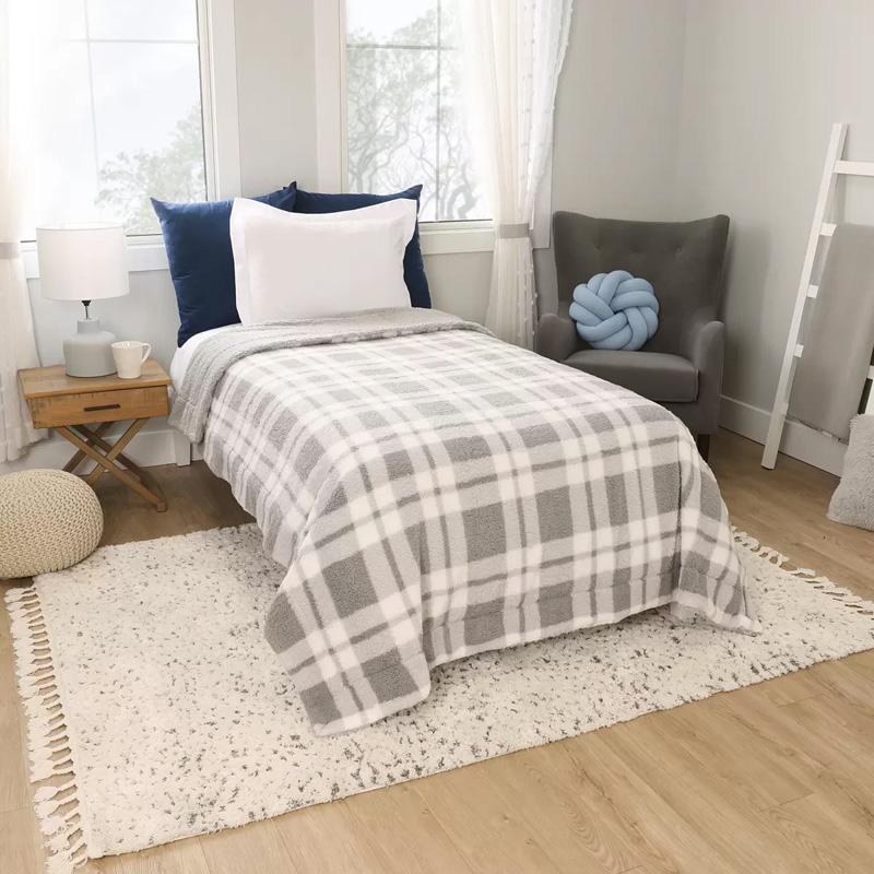 ライフコンフォート シェルパ ブランケット ツイン 167x228cm 52519 大判 ひざ掛け 毛布 チェック コストコ Life