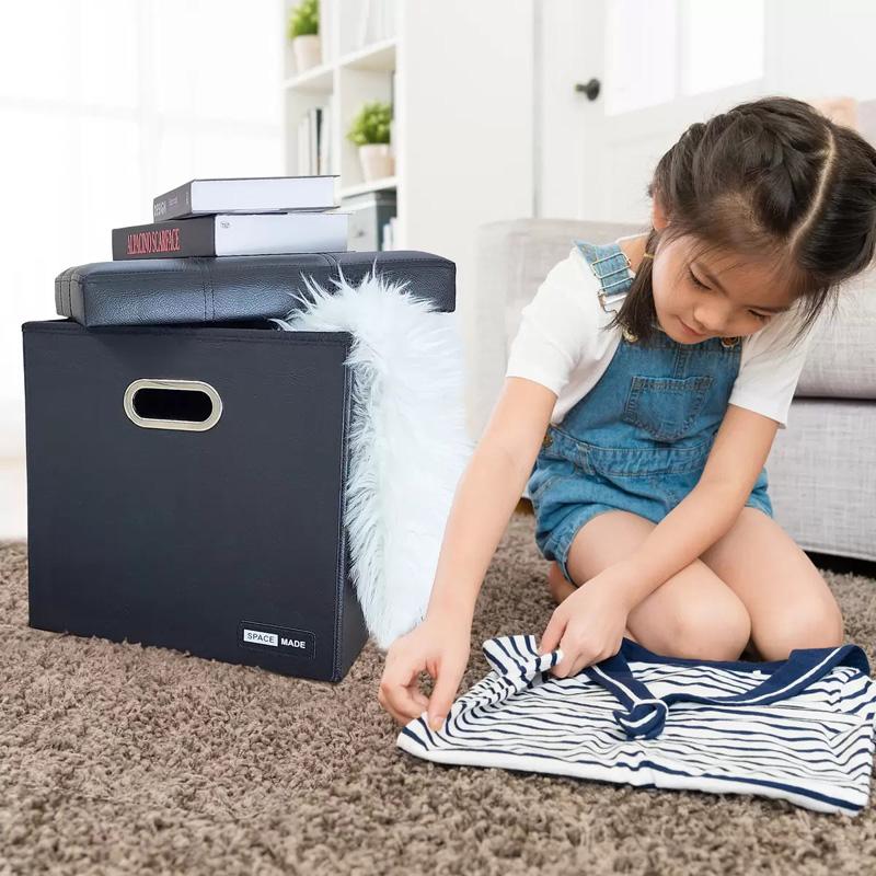 17日までパンダちゃん専用 キイロイトリさん ストレージ スツールボックス 2組 フェイクレザー ストレージボックス 2個セット 53730 オットマン