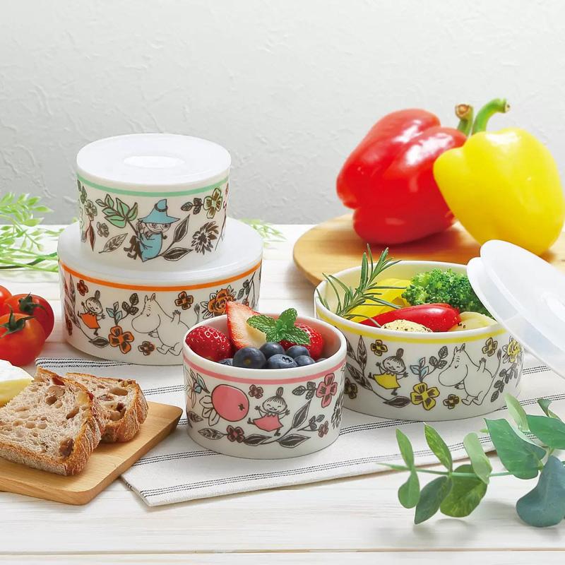 MOOMIN（ムーミン） レンジ ストッカー ボウル 蓋付き 4個 セット