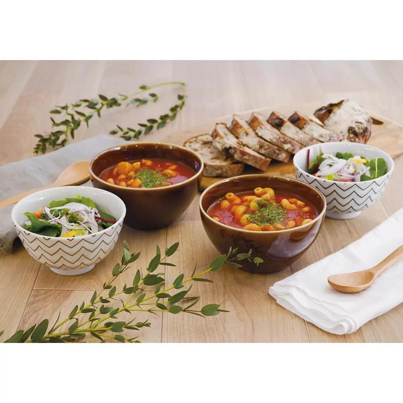 美濃焼 茶碗 汁碗 8個 セット 68288 レンジ スープ ボウル 柄 縞 波