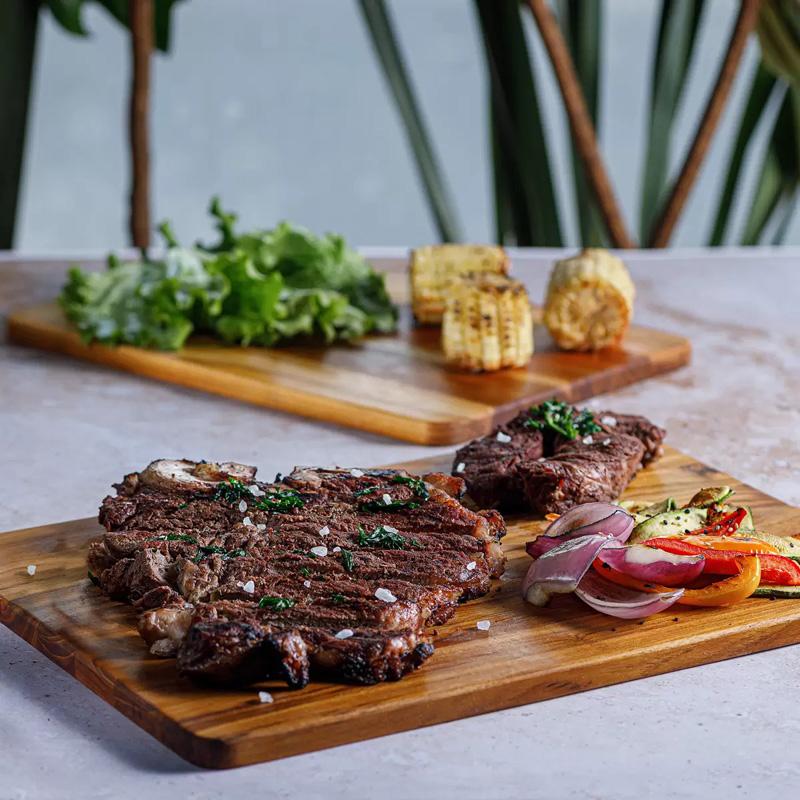 木製 カッティングボード 2枚セット 69293 まな板 チーク 湿気に