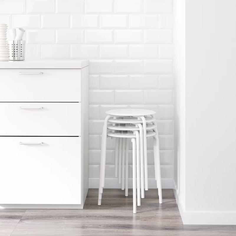 【B】IKEA MARIUS（マリウス） スツール ホワイト8脚 イケア（IKEA） MARIUS マリウス スツール ホワイト 組立式 丸椅子