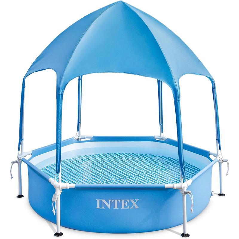 INTEX インテックス キャノピー メタルフレーム プール 28209NP 1.83m x 38cm 屋根付き 日焼け防止 紫外線予防 シェード 3歳 ビニール 家庭用 夏休み 水遊び_2