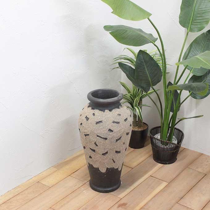 大きな壺 花瓶 陶器 H60cm バリ風 おしゃれ インテリア Tsubo2 22 アジアン雑貨 家具のカランカラン 通販 Yahoo ショッピング