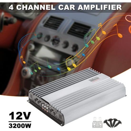 3200W 12V 4 チャンネル カーアンプ ステレオ Power Amp Audio 4CH Bass Sub Woofer