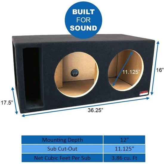 Atrend SQ-12DQVDD Soundqubed 12” Dual Vented SPL サブウーファー エンクロージャーの画像