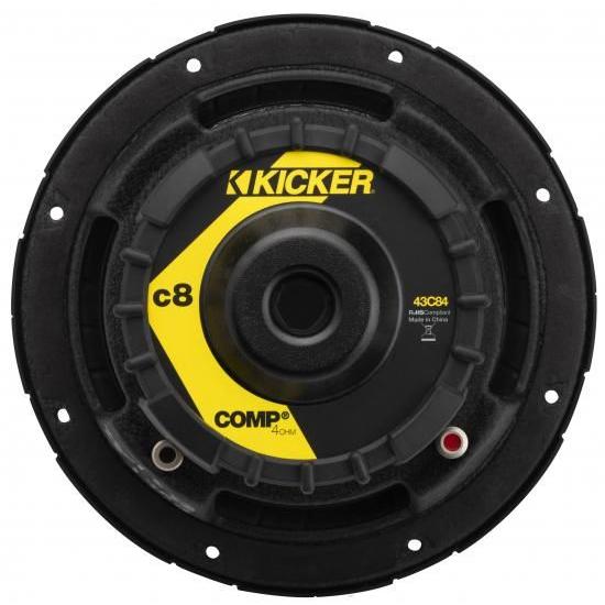 Kicker 43C84 Comp 8インチサブウーファー、シングルボイスコイル、4