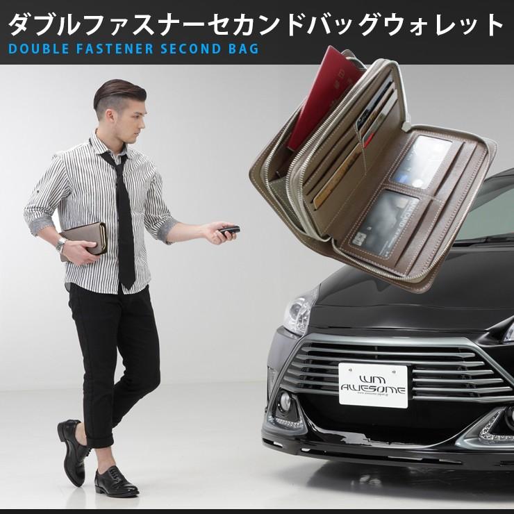 数量限定/本革 ダブルファスナー セカンドバッグ ウォレット 機能性と収納力に優れたバッグ 革製ハンドル付き クリスマス 誕生日など