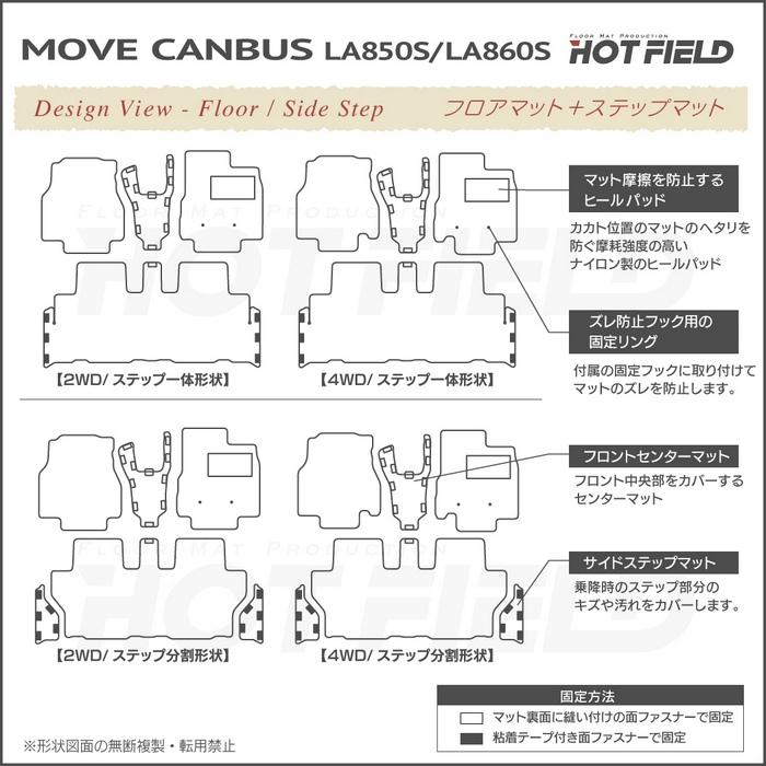 ダイハツ 新型 ムーヴキャンバス ムーブキャンバス LA850S LA860S フロアマット＋ステップマット＋トランクマット ラゲッジマット 千鳥格子柄 光触媒抗菌加工｜carboyjapan｜04