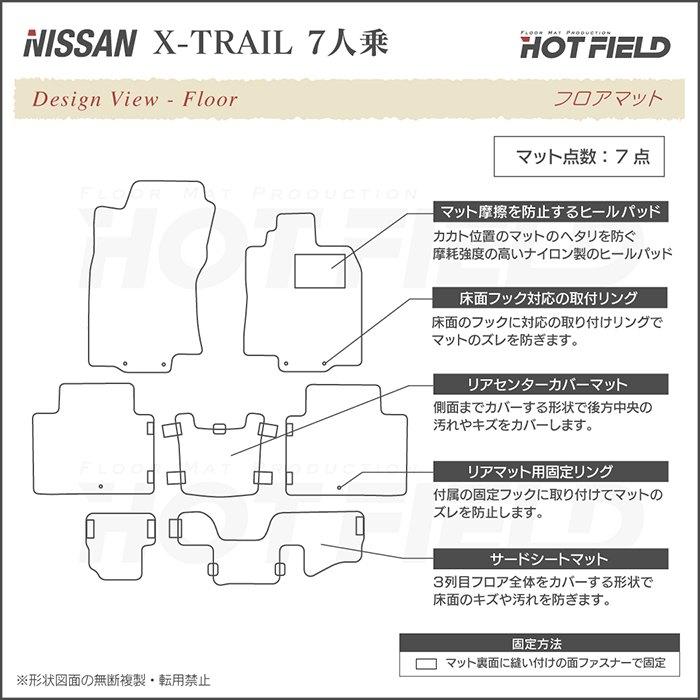 日産 エクストレイル T32系 フロアマット 7人乗用 車 マット カーマット シャギーラグ調 HOTFIELD 光触媒抗菌加工 送料無料｜carboyjapan｜04