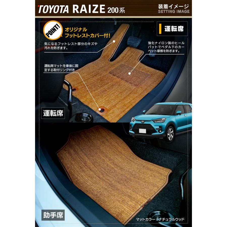 トヨタ　新型　ライズ　HOTFIELD　200系　フロアマット＋トランクマット　車　ウッド調カーペット　送料無料　ラゲッジマット　木目　カーマット　マット　光触媒抗菌加工