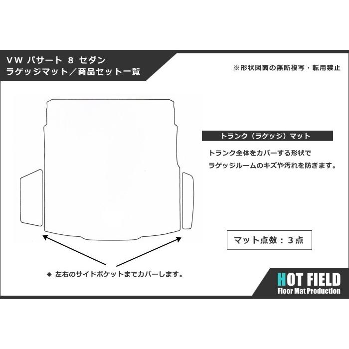 フォルクスワーゲン　VW　パサート　B8　ラゲッジマット　車　光触媒抗菌加工　マット　HOTFIELD　トランクマット　重厚Profound　セダン　送料無料