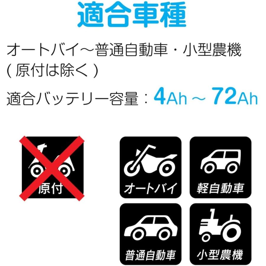 車 バイク 全自動 パルス バッテリー充電器 12V 定格6.5A バッテリー診断機能付 維持充電(トリクル充電)方式 長期保証3年 大自工業 MP210 |  | 13