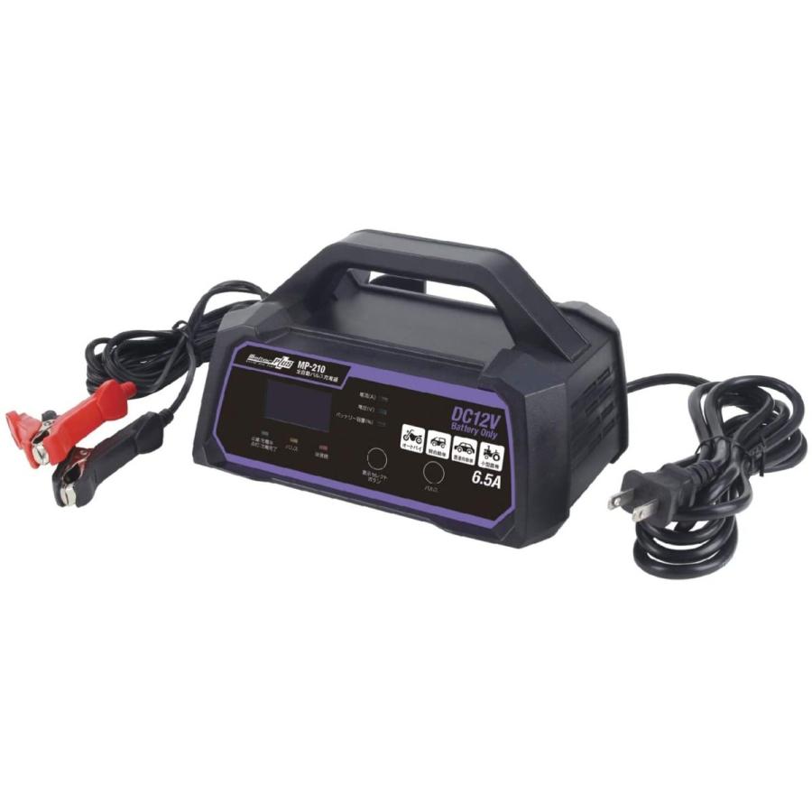 車 バイク 全自動 パルス バッテリー充電器 12V 定格6.5A バッテリー診断機能付 維持充電(トリクル充電)方式 長期保証3年 大自工業 MP210 |  | 14