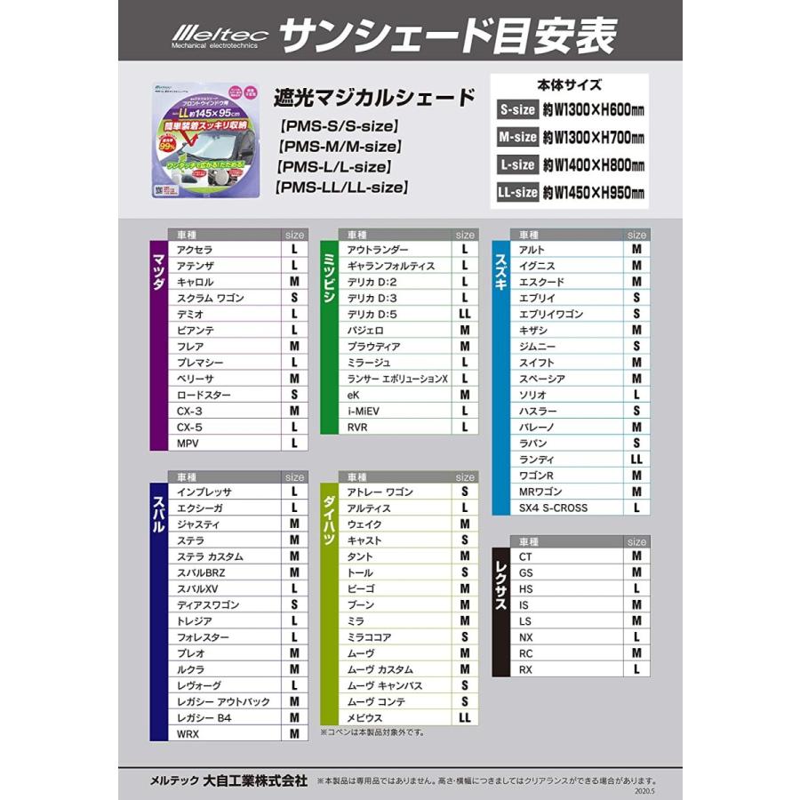 車 遮光マジカルシェード フロント用 LLサイズ 遮光率99% 収納袋付