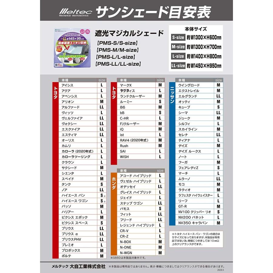 車 遮光マジカルシェード フロント用 Llサイズ 遮光率99 収納袋付 ドラレコ対応 W1450mm H950mm 大自工業 Pmsll Pmsll Carcstore 通販 Yahoo ショッピング