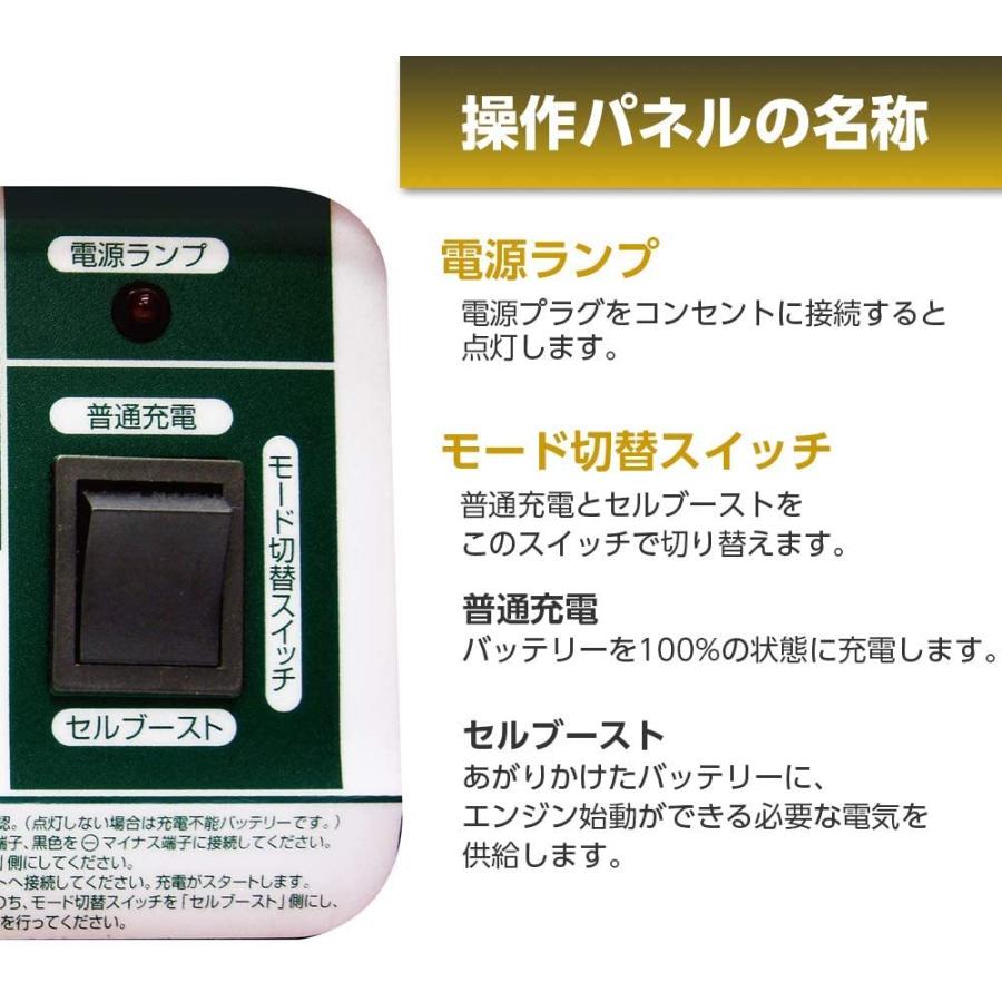 バッテリー充電器 12V 開放型バッテリー用 定格6A セルブースト付 農機