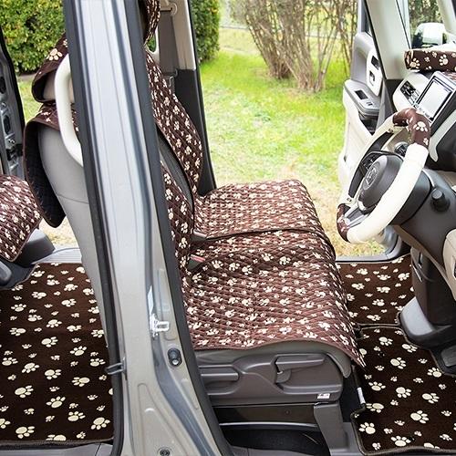 ハンドルカバー かわいい 肉球 柄 《 足あと ブラウン 》 （布 