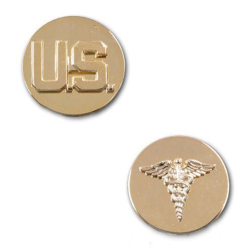 アメリカ陸軍 下士官 兵科章 - U.S.・医療科 サービスドレス襟用 米軍