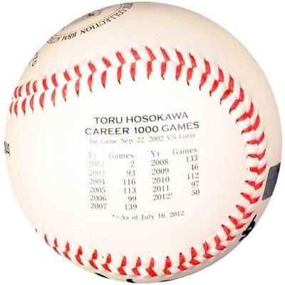 細川亨 通算1000試合出場記念 福岡ソフトバンクホークス 直筆サイン