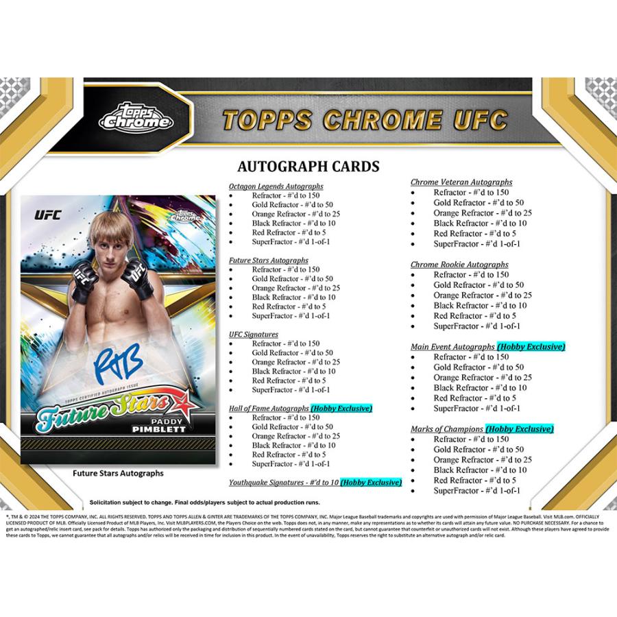 UFCカード 2024 Topps Chrome UFC ボックス (Box) : カード