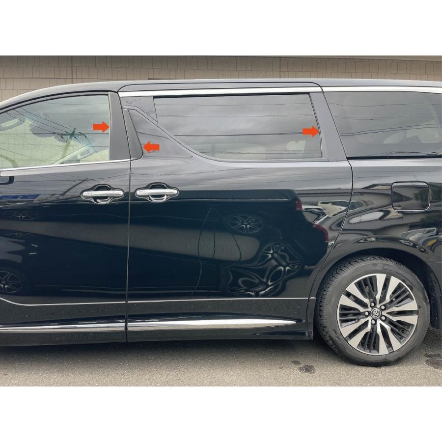 アルファード 30後期 ピラーカーボンシート 左右6枚セット ブラック