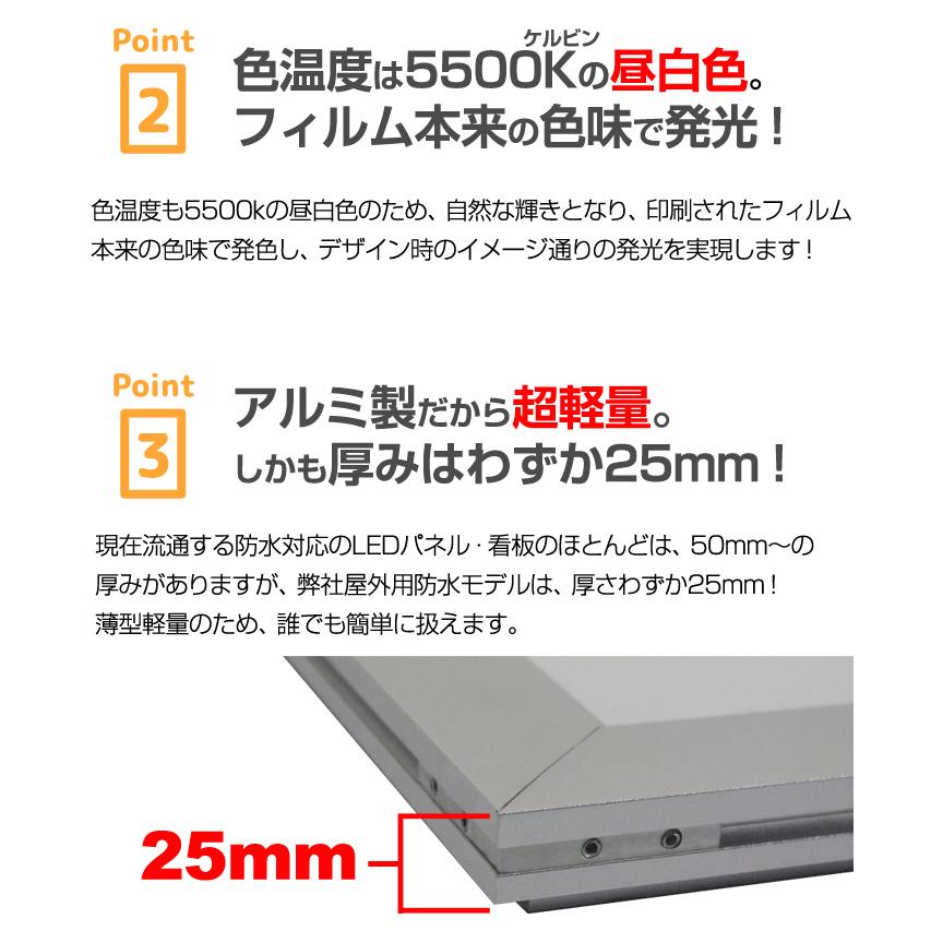 即日発送 LEDパネル/ライトパネル 完全防水 看板 A0サイズ ソレイユアルミ 屋内 屋外 1年保証付き 超高輝度 6000Luxの画像