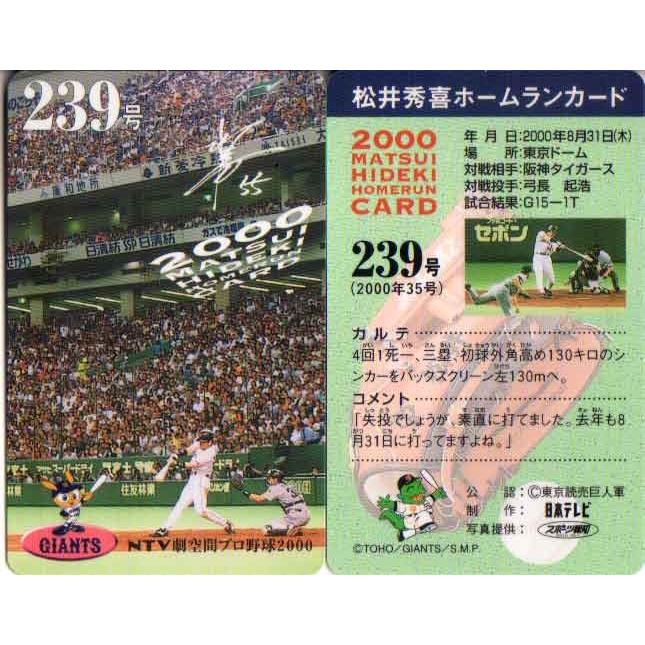 送料無料 松井秀喜 ホームランカード 239号 M Hr 239 かーど屋本店ヤフー店 通販 Yahoo ショッピング