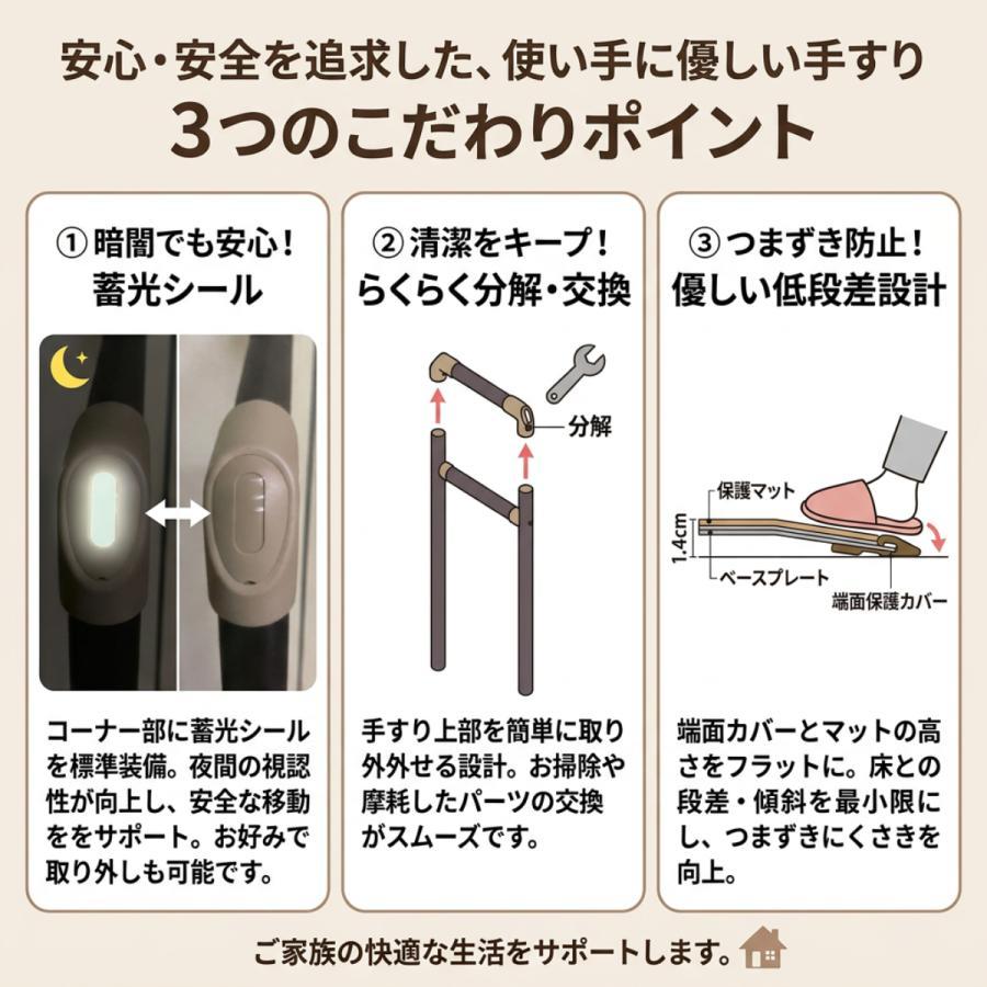 手すり 置き型 木製 手摺 室内手すり BSモア1 シコク 介護用品 簡易