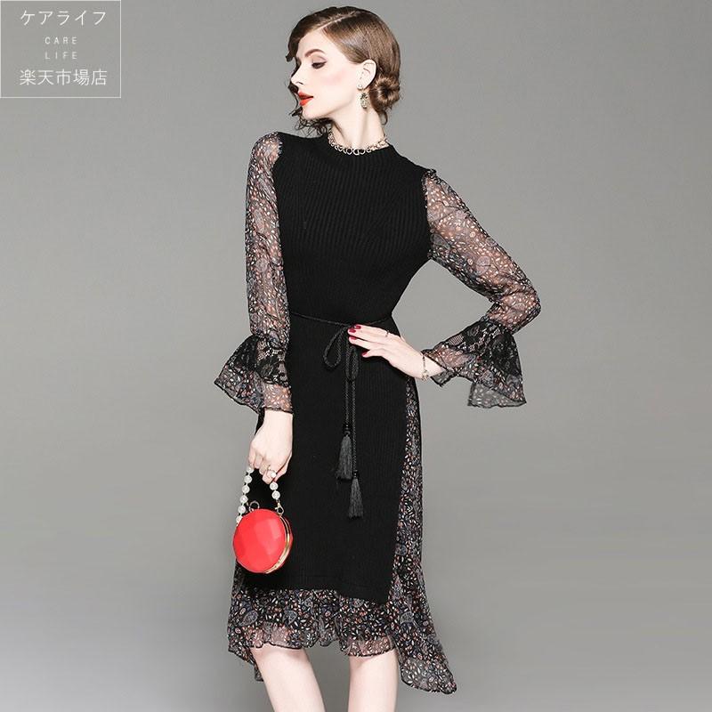 内祝い ニットワンピース小花柄シフォンワンピース切り替えワンピース通勤ワンピース 大人気秋冬素材ニット素材 大人ドレス 二次会 結婚式ワンピース C2703 Carelife 通販 Yahoo ショッピング 21年春夏再販 Www Jsanalytikal Com