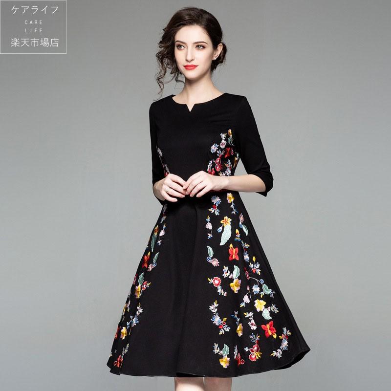 返品送料無料 S M L Xl Xxl Xxxl 大人ワンピースドレス通勤ワンピース7分袖フレアスカート花柄刺繍柄ミディワンピース 結婚式 レディース きれいめ パーティードレス C3066 Carelife 通販 Yahoo ショッピング 期間限定セール Www Skylanceronline Com