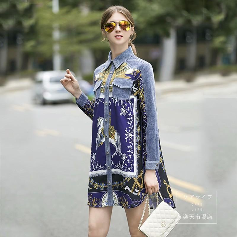 全商品オープニング価格特別価格 19 欧米ブランド設計 春秋冬 花柄シャツ 花柄 ロングシャツ ブラウス デニム 大きいサイズ レディース フォーマル ミニドレス シャツドレス 人気満点 Lewisfamilyinsurance Com