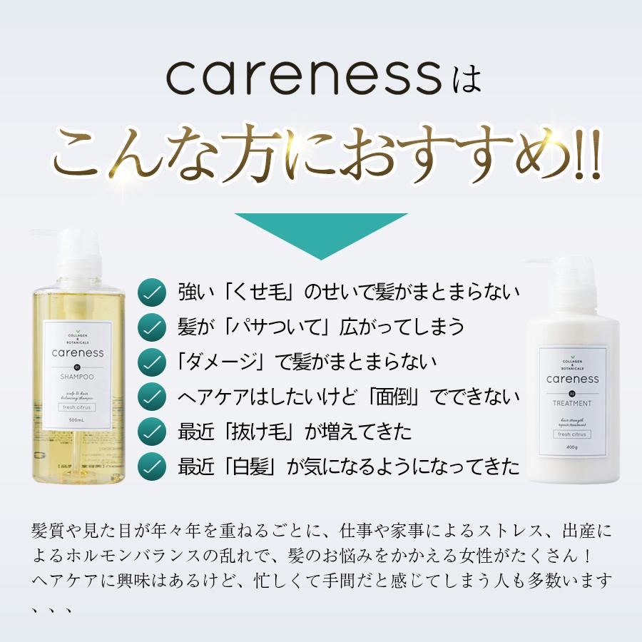 公式 ケアネス careness ヘアケア 大ボトル ３点セット 美容室専売 サロン ダメージケア 泡パック 頭皮ケア コラーゲン ボタニカル_13