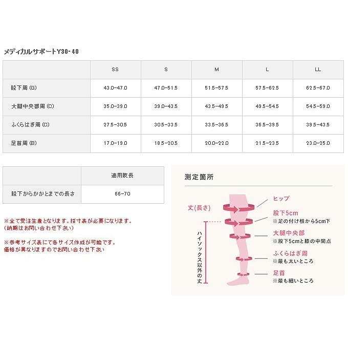 VIP価格★【着圧ソックス、靴下】メディカルサポート　Prima(プリマ)　Y40パンティー部付片脚ストッキング　L40-YKO00Be　オープン ダブルバックル