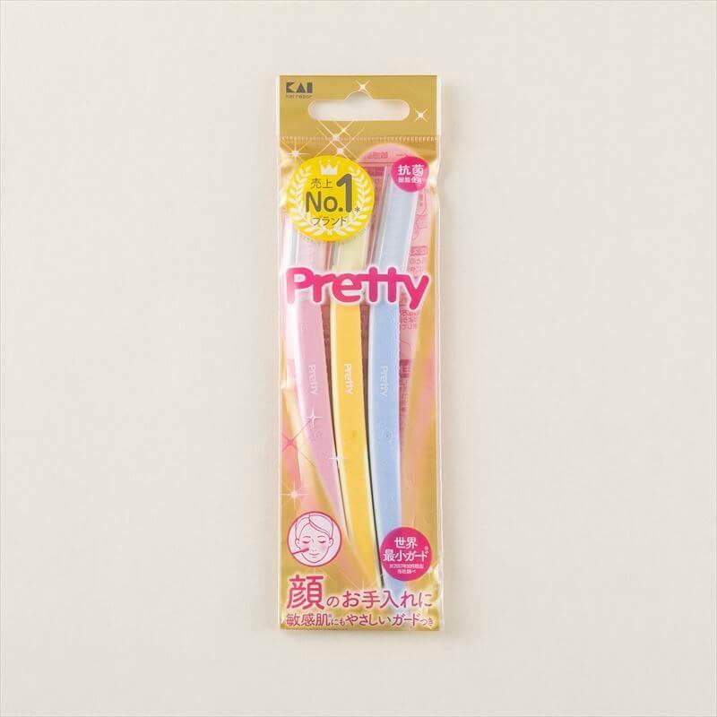 顔用カミソリ女性用 Pretty プリティ 敏感肌用 フェイス L 3本入 貝印 ( 女性用カミソリ
