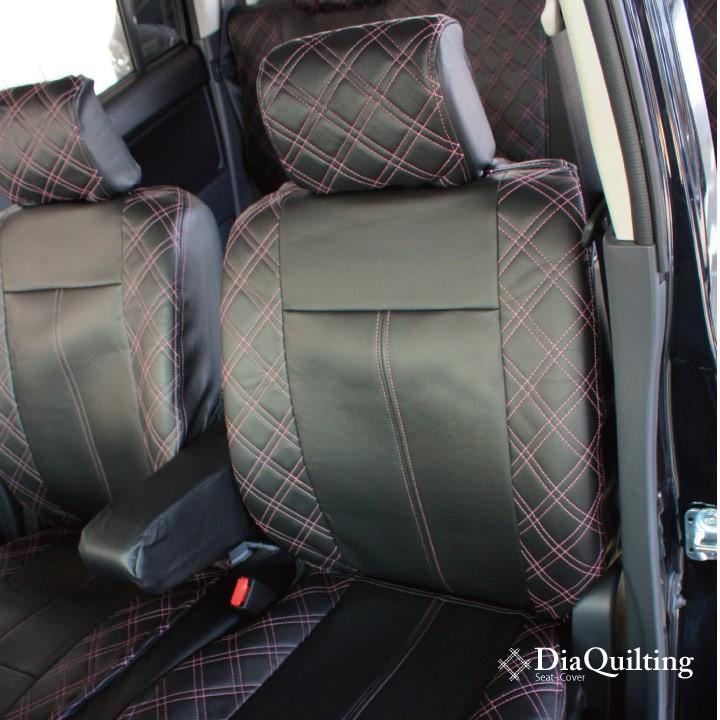 フロント席シートカバー トヨタ bB 【旧車種】 前席 [1列分] シートカバー ピンク ダイヤ キルティング Z-style ※オーダー生産（約45日後）代引不可 | z-style | 06