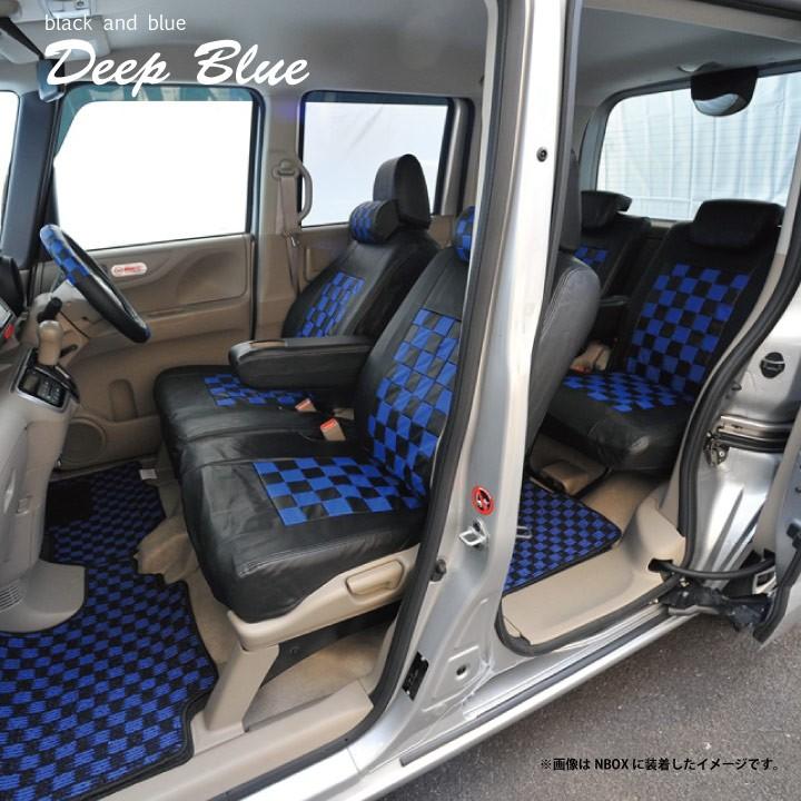 比較的美品 後部座席シートカバー トヨタ プリウスα 5人乗 リア席 [1列分] シートカバー ディープブルー チェック 黒＆ブルー ※オーダー生産（約45日後）代引不可